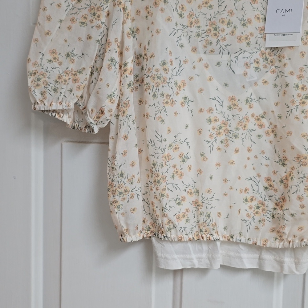 Cami NYC Rhela Cream Floral Puff Sleeve Blouse - Picture 4 of 10